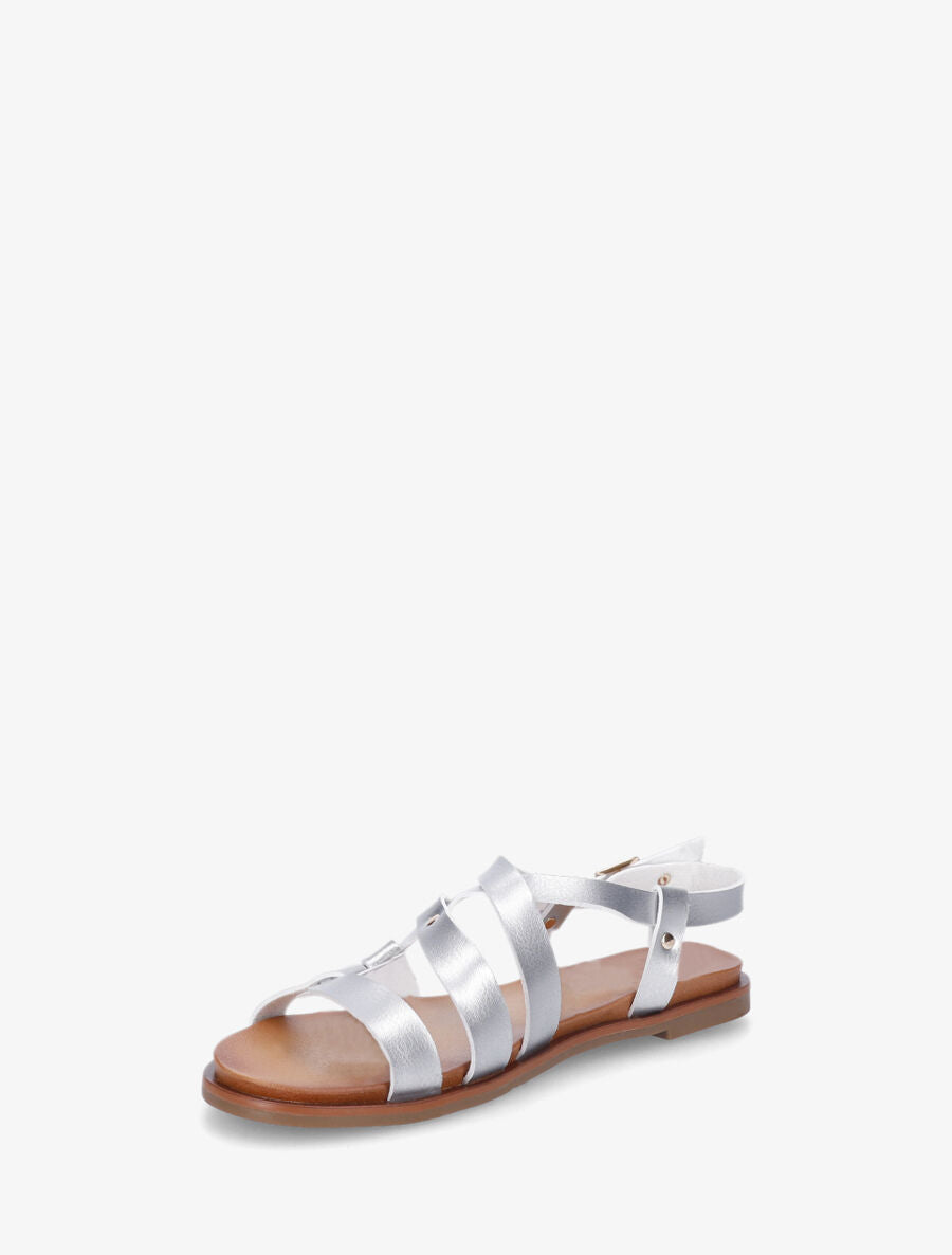 Nu-pieds en simili à bride courbée - Argent - 3