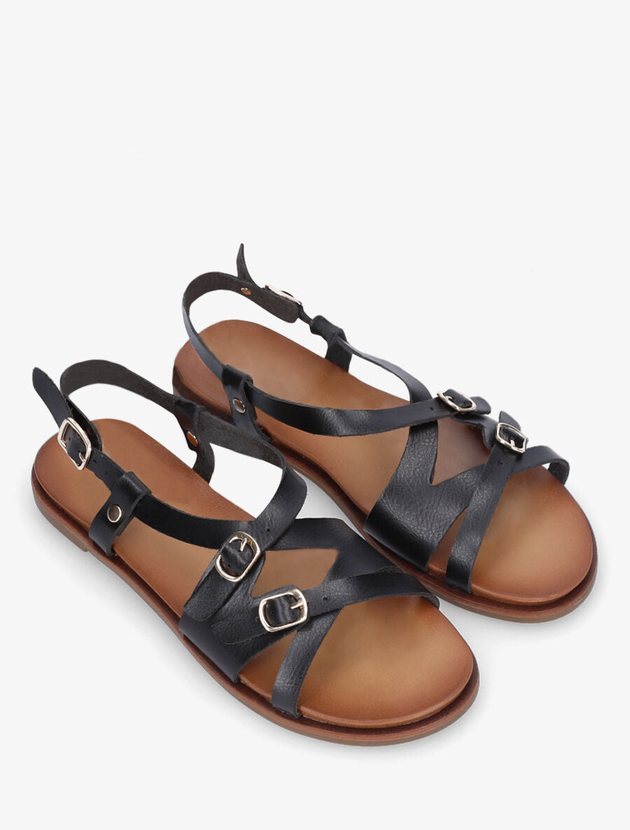 Nu-pieds brides à boucles croisées - Noir - 4