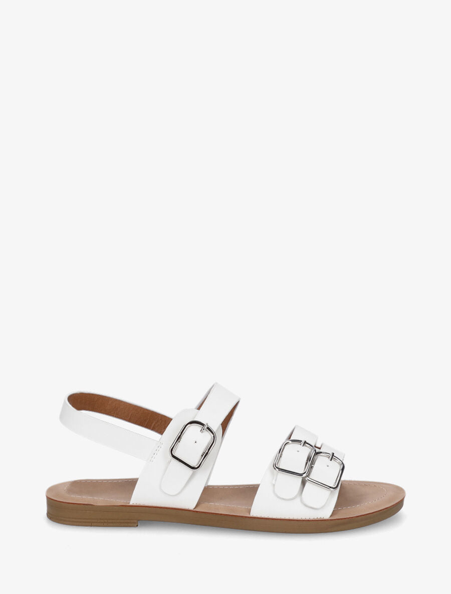 Nu-pieds en simili à boucle métallique - Blanc - 1
