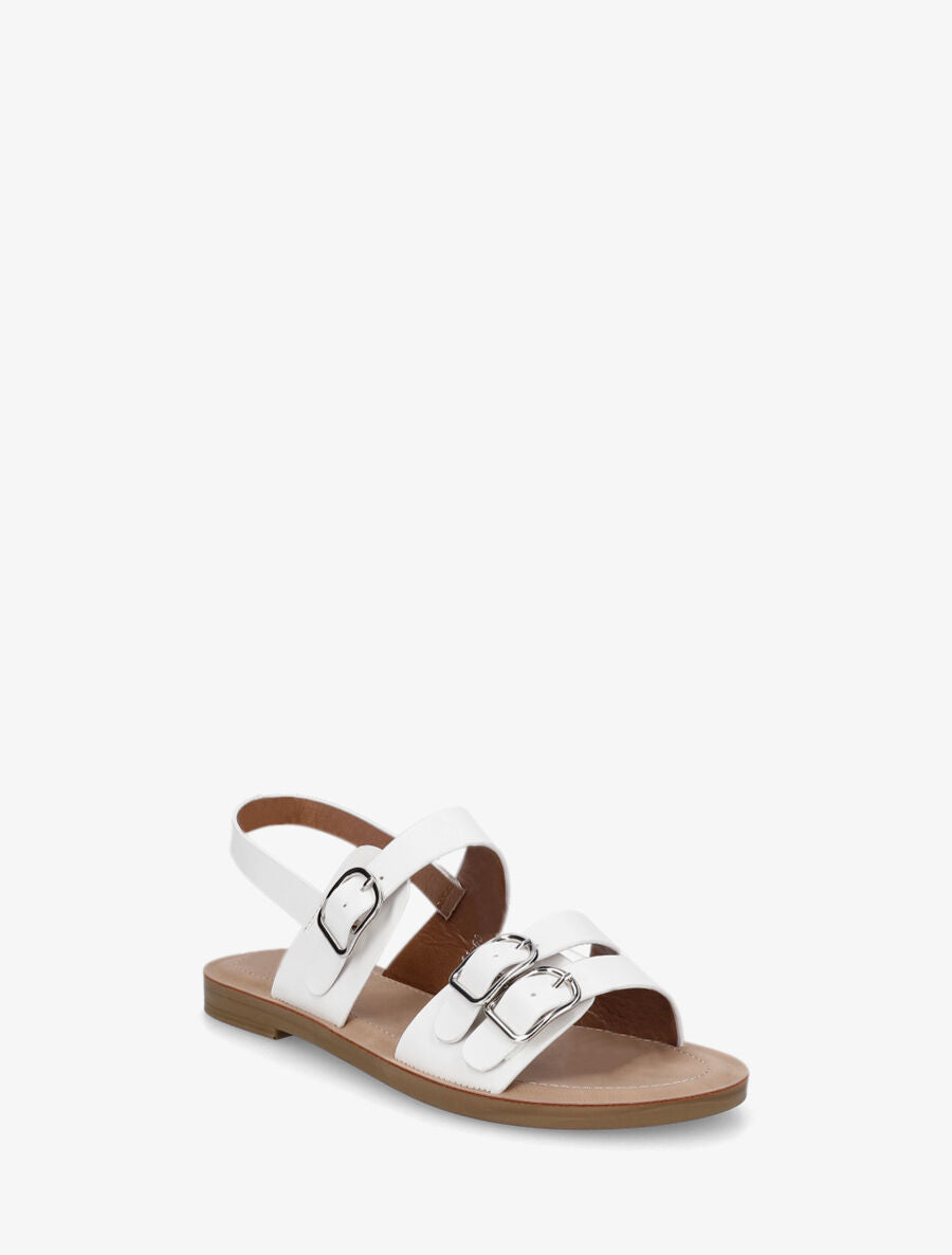Nu-pieds en simili à boucle métallique - Blanc - 2
