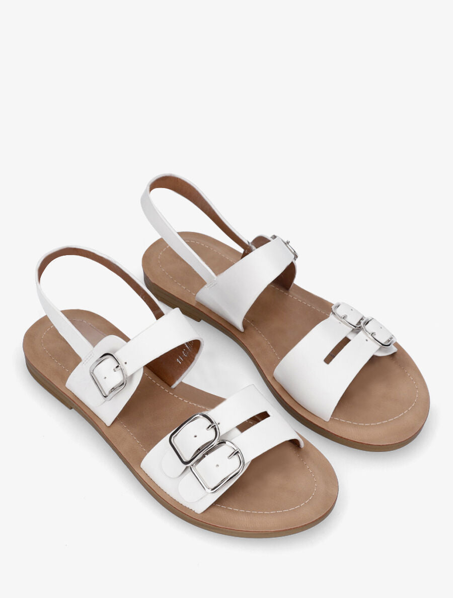 Nu-pieds en simili à boucle métallique - Blanc - 4