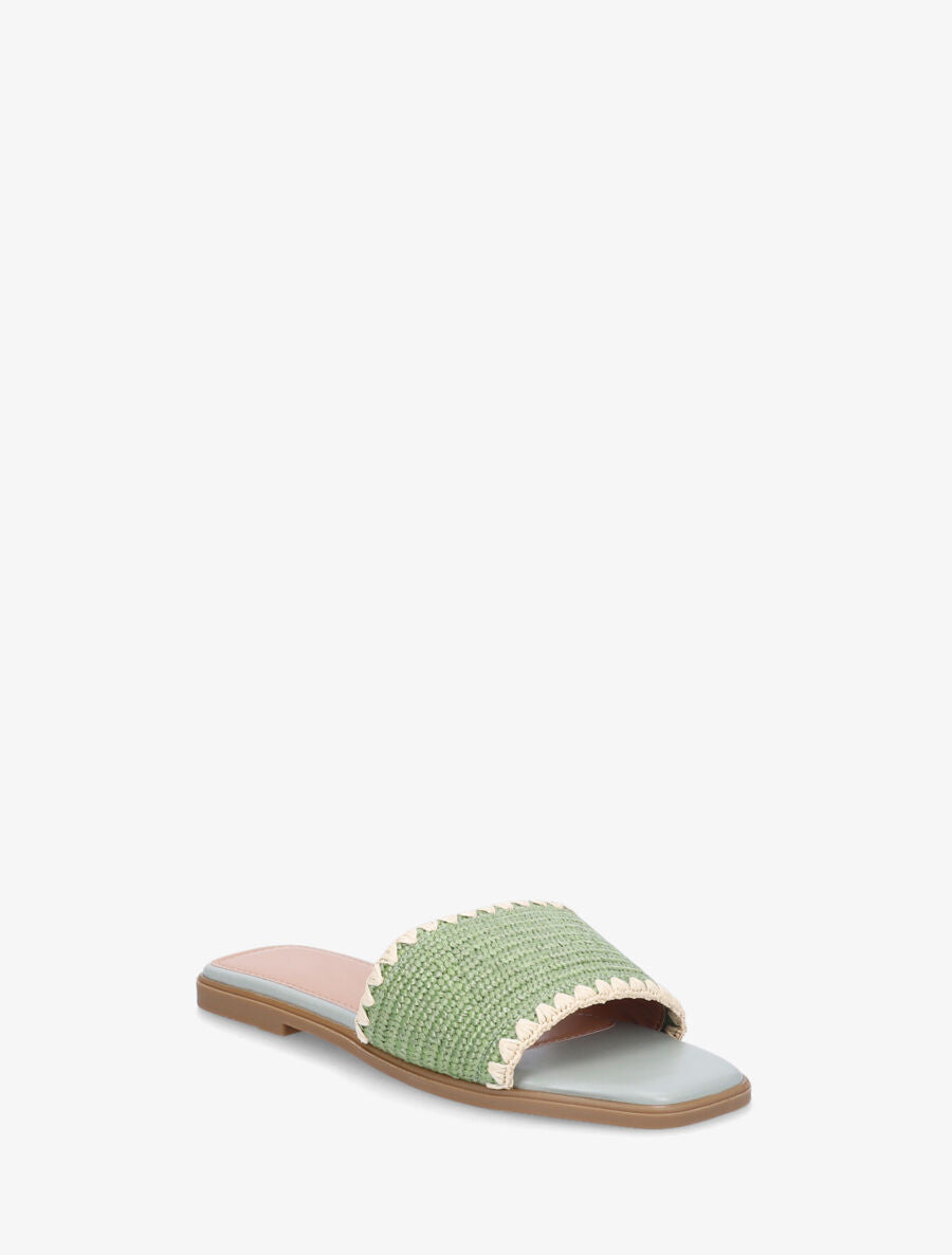 Claquettes effet raphia - Vert olive - 2