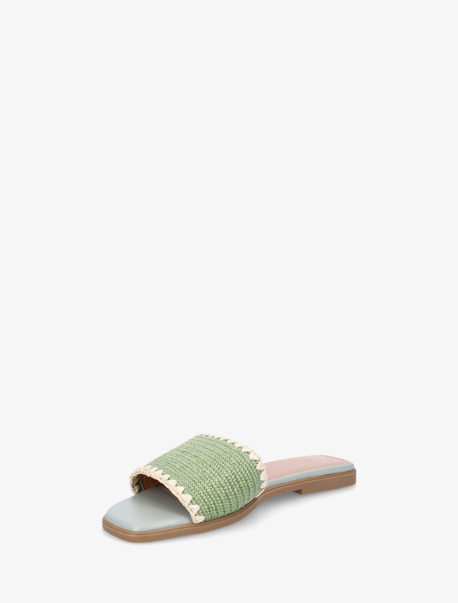Claquettes effet raphia - Vert olive - 3