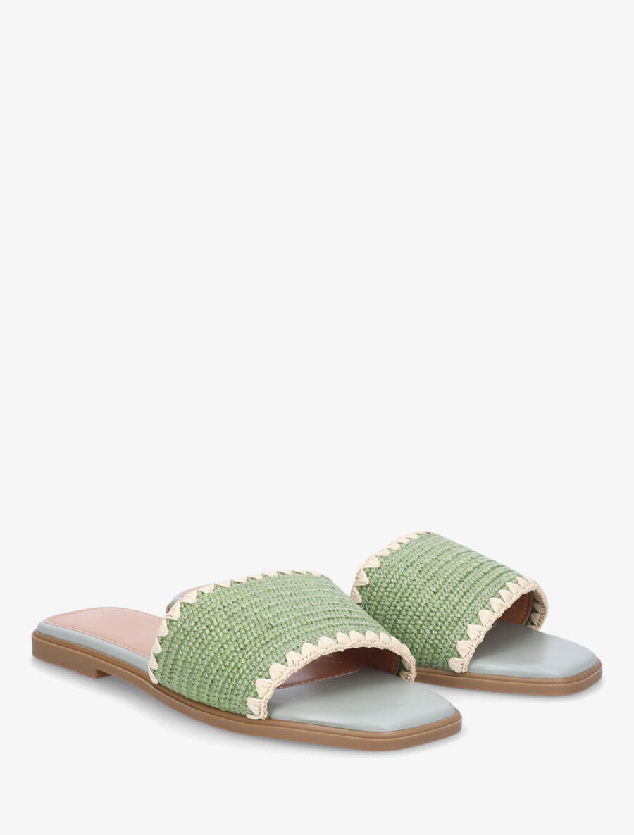 Claquettes effet raphia - Vert olive - 4