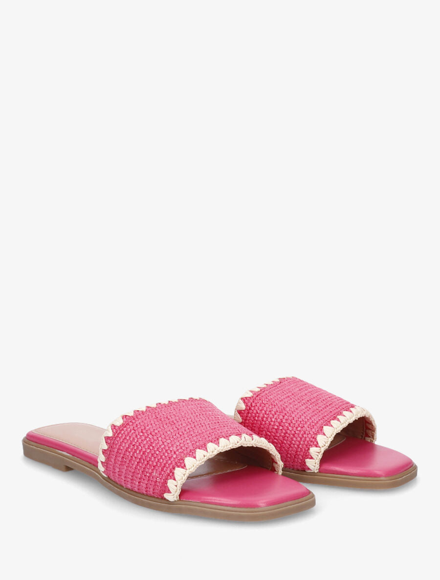 Claquettes effet raphia - Fuchsia - 4