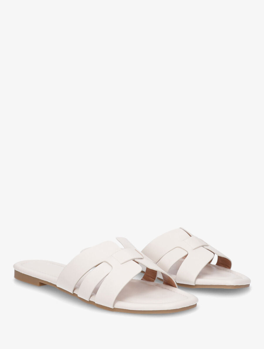 Claquettes brides entrelacées en simili - Beige - 4