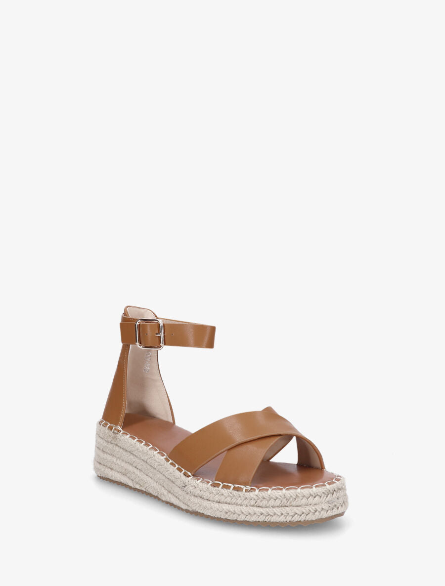 Sandales croisées style espadrille - Camel - 2