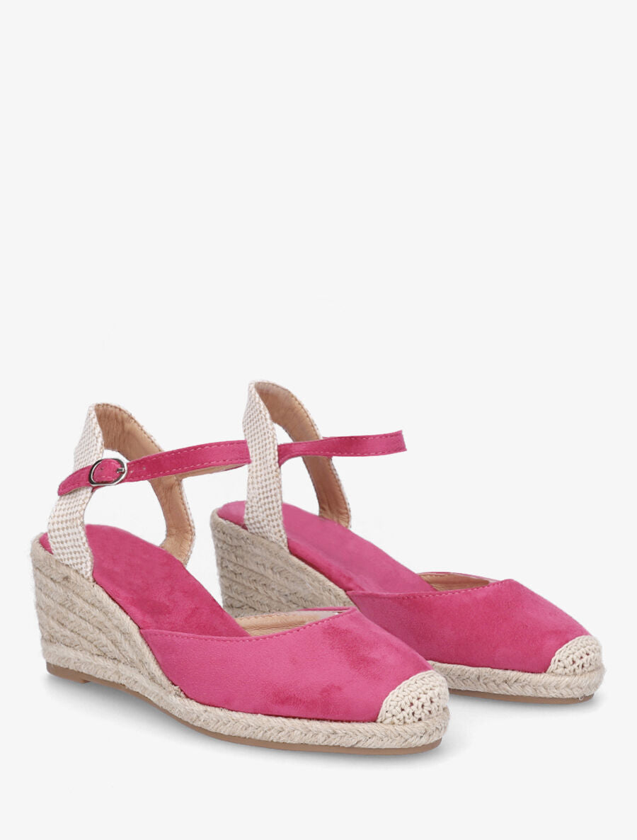 Espadrilles mi-hautes en suédine - Fuchsia - 4