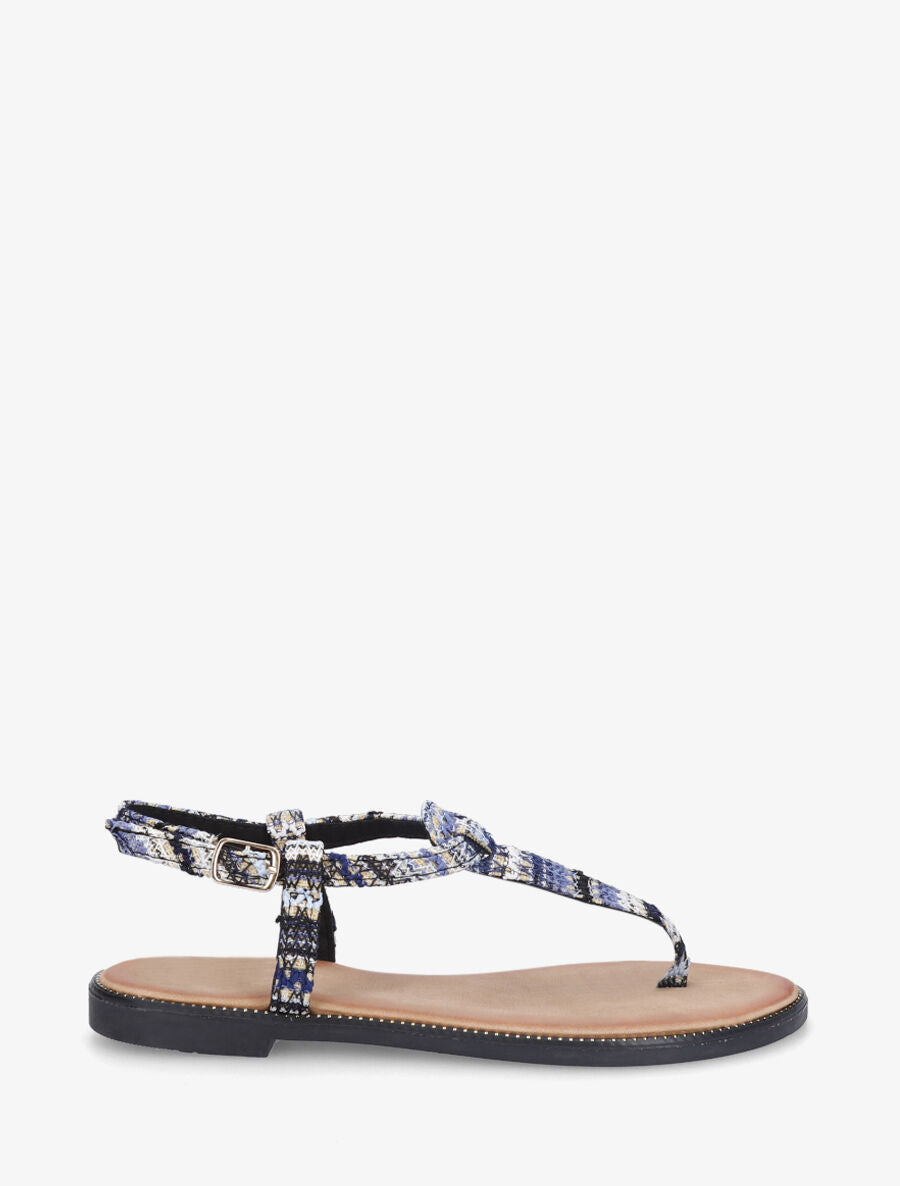 Nu-pieds effet tweed - Noir/marine - 2