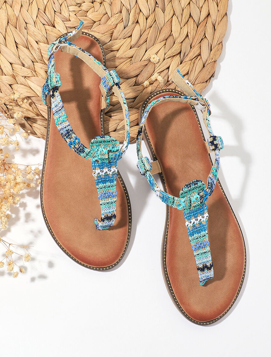 Nu-pieds effet tweed - Bleu - 6
