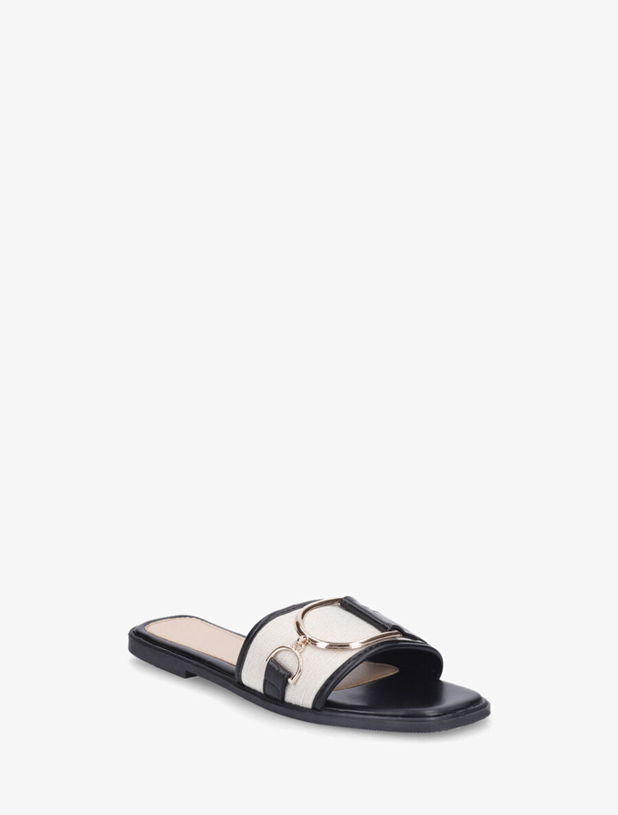 Mules plates bi-matière à boucle - Noir - 2