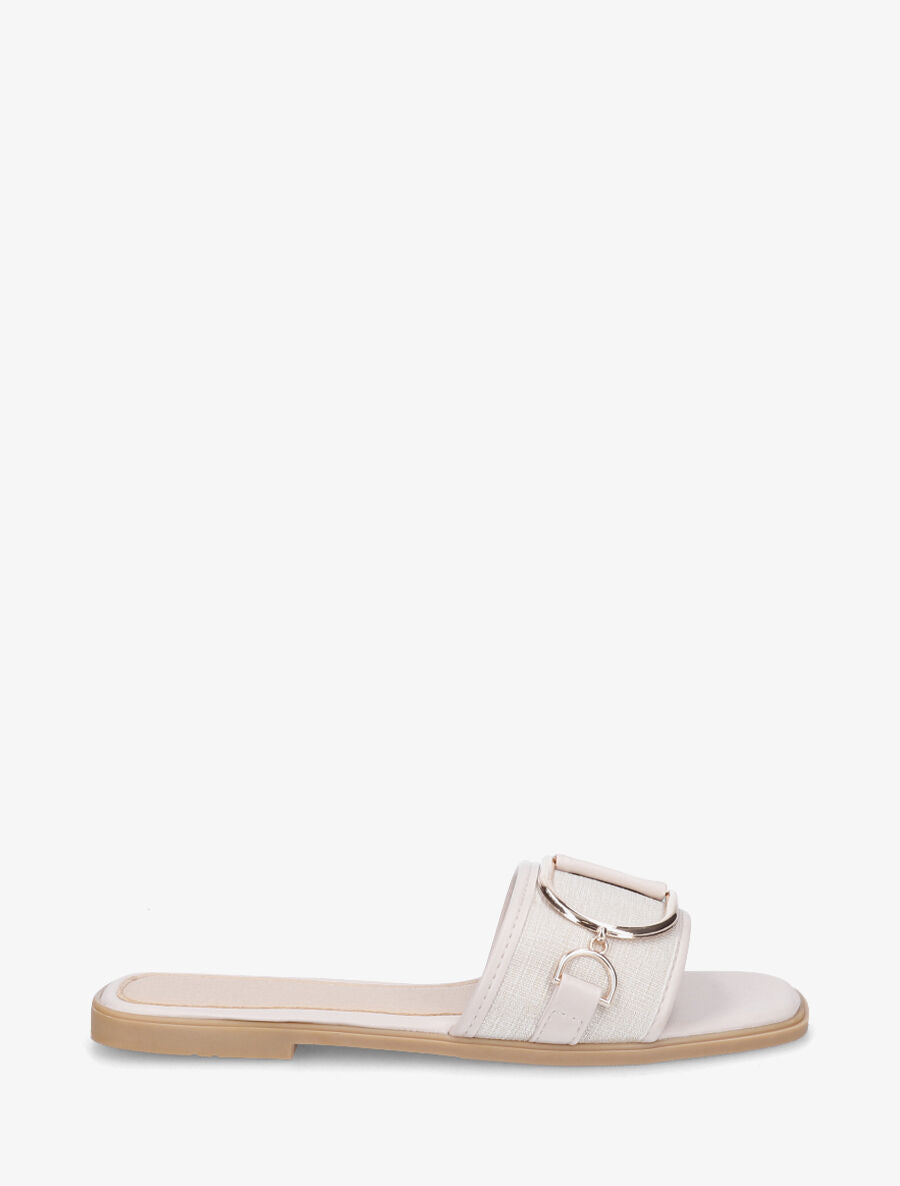 Mules plates bi-matière à boucle - Beige - 1