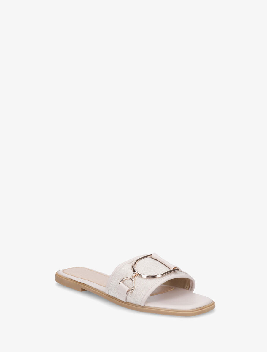 Mules plates bi-matière à boucle - Beige - 2