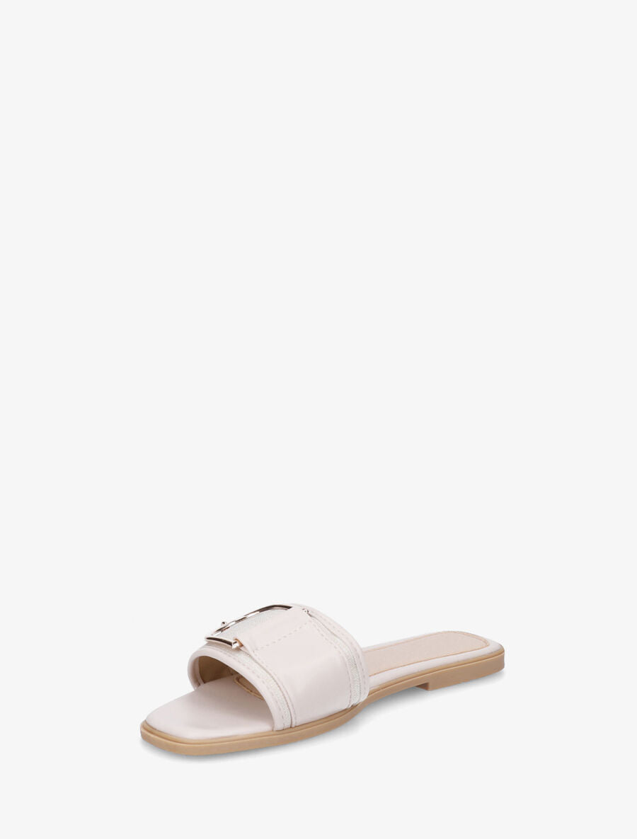 Mules plates bi-matière à boucle - Beige - 3