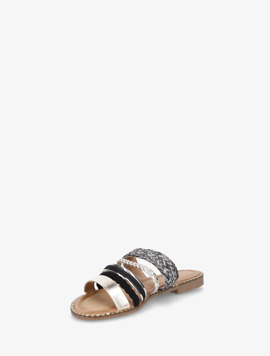Mules plates multibrides fantaisies - Noir - 3