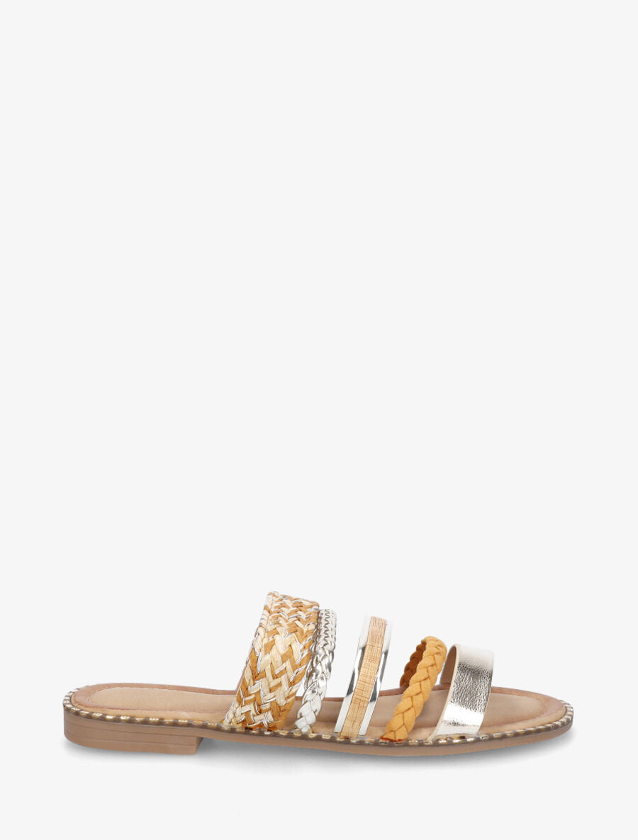 Mules plates multibrides fantaisies - Camel - 5