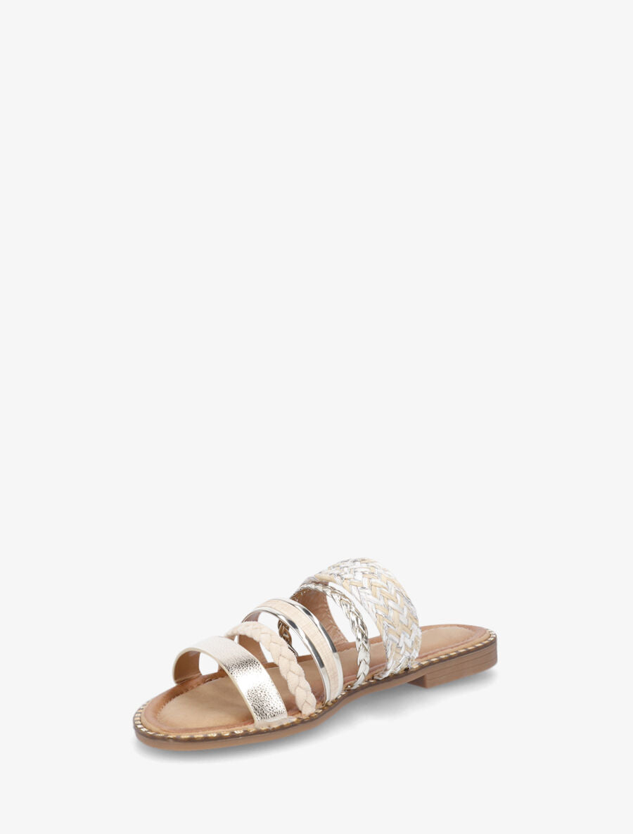 Mules plates multibrides fantaisies - Beige - 3