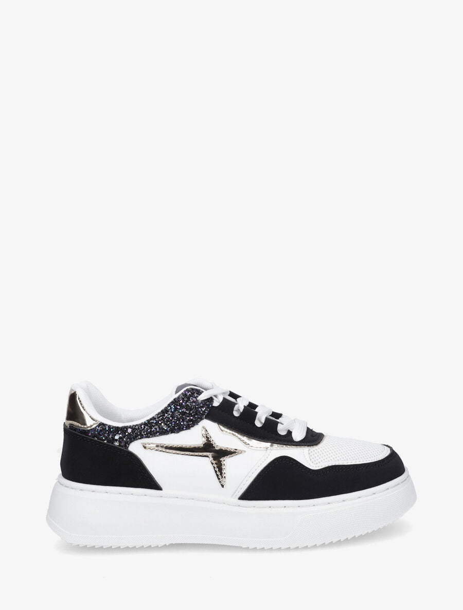 Sneakers à plateforme et pailleté - Noir - 1