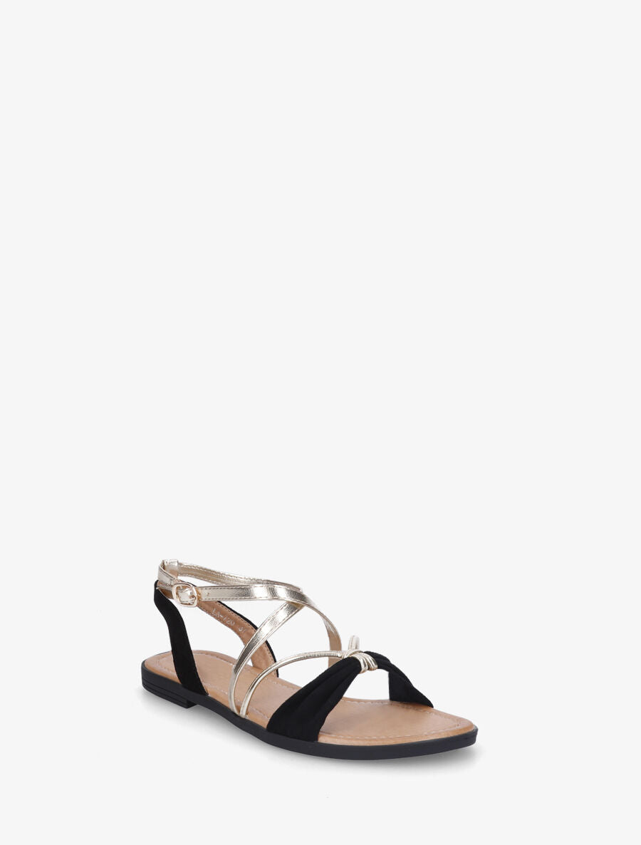 Nu-pieds bi-matière à noeud - Noir - 2