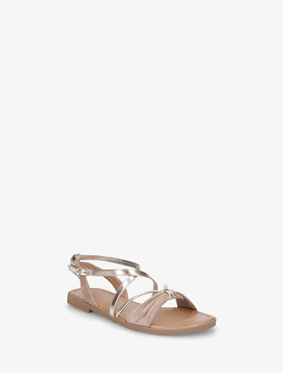 Nu-pieds bi-matière à noeud - Taupe - 2