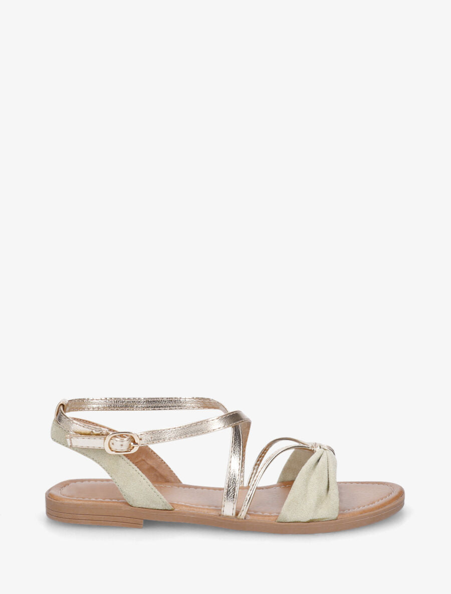 Nu-pieds bi-matière à noeud - Vert amande - 5