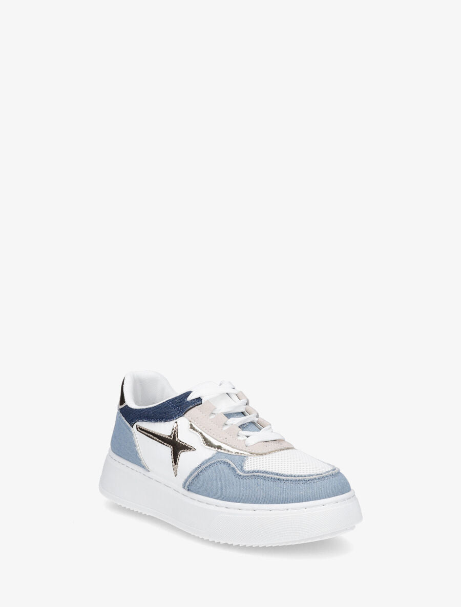 Sneakers à plateforme et effet jean - Bleu - 2