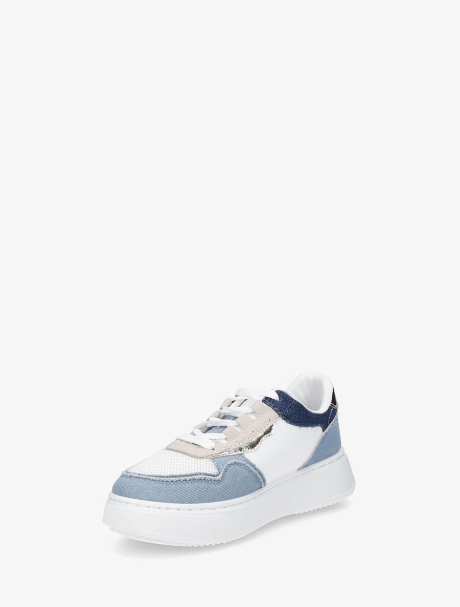Sneakers à plateforme et effet jean - Bleu - 3