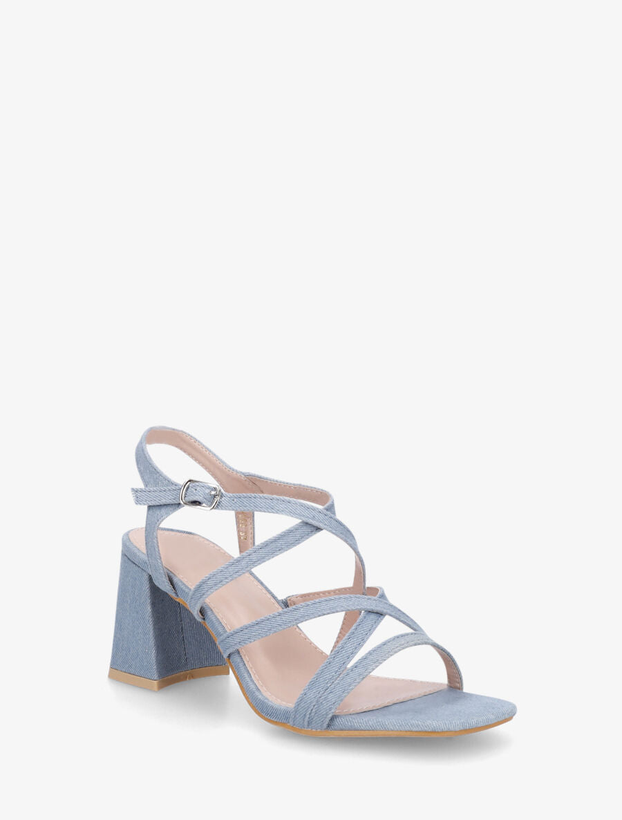 Sandales à talon et lanières - Bleu denim - 2