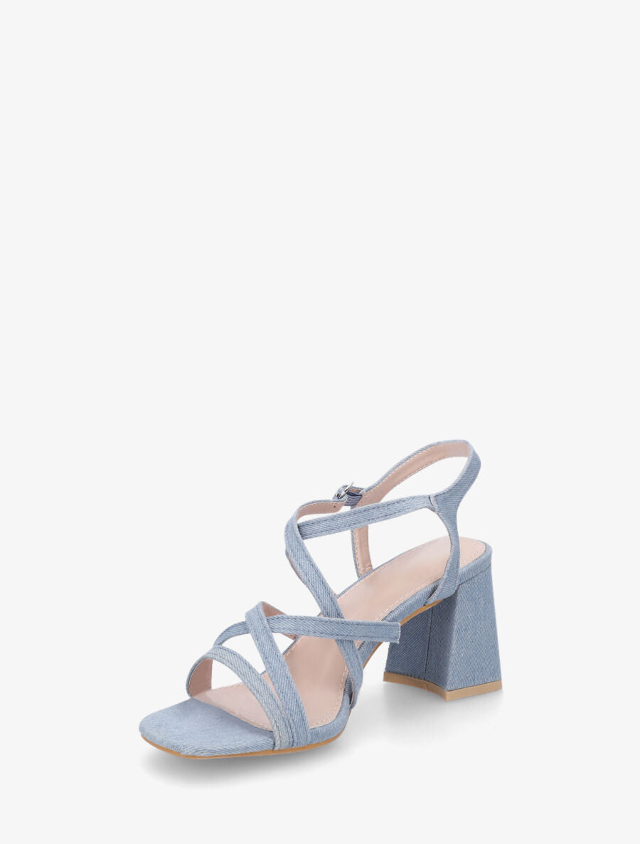 Sandales à talon et lanières - Bleu denim - 3