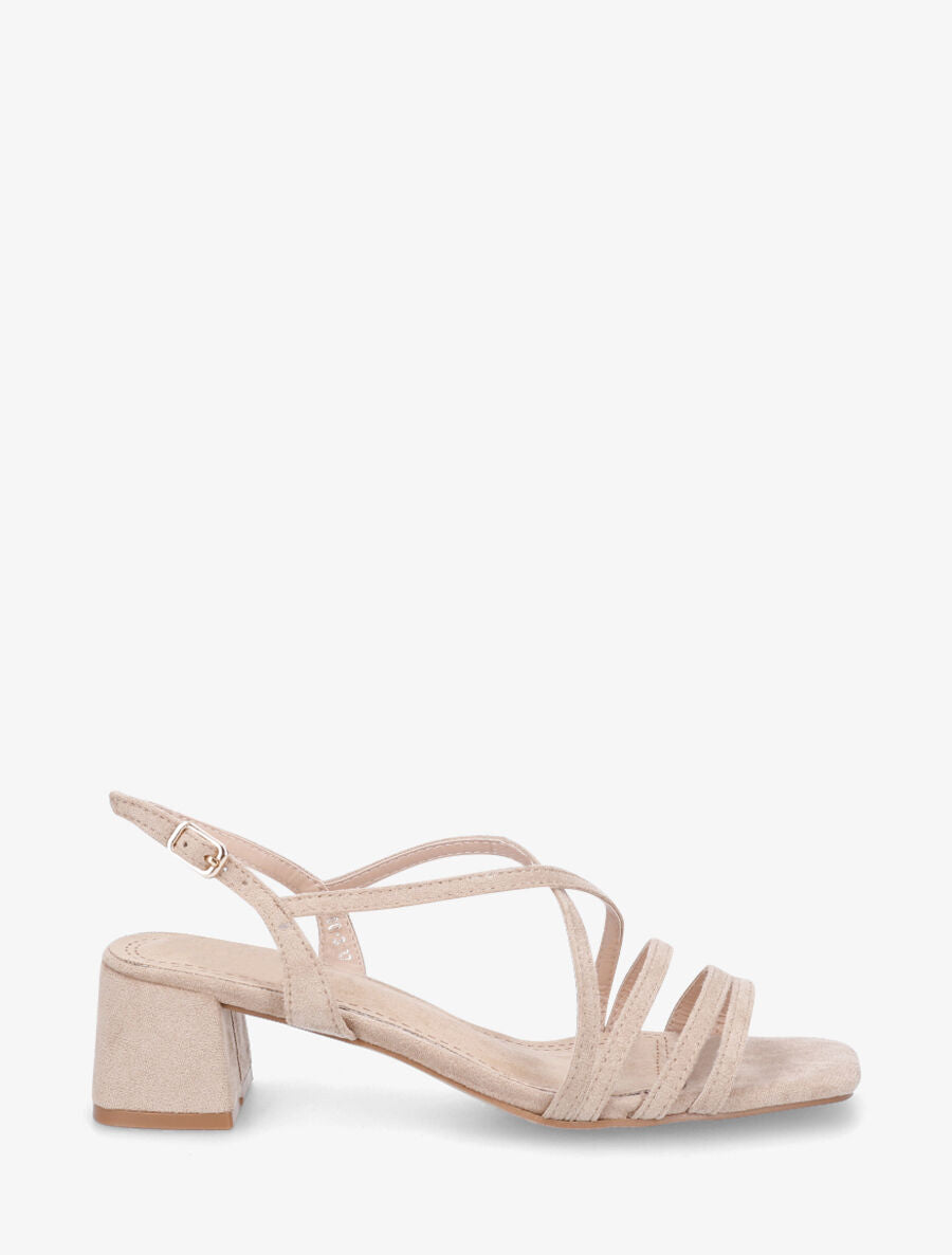 Sandales en suédine et lanières - Beige - 5