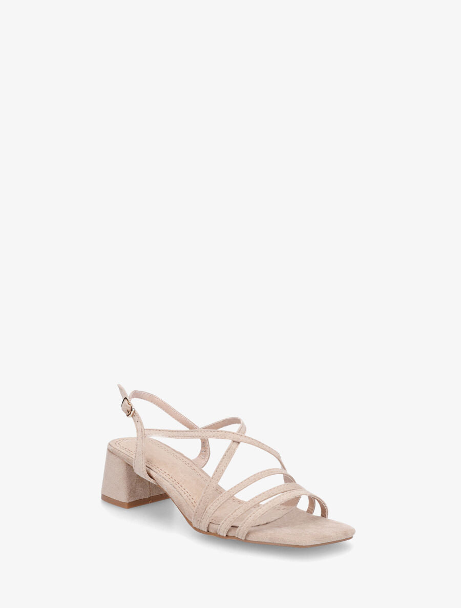 Sandales en suédine et lanières - Beige - 2
