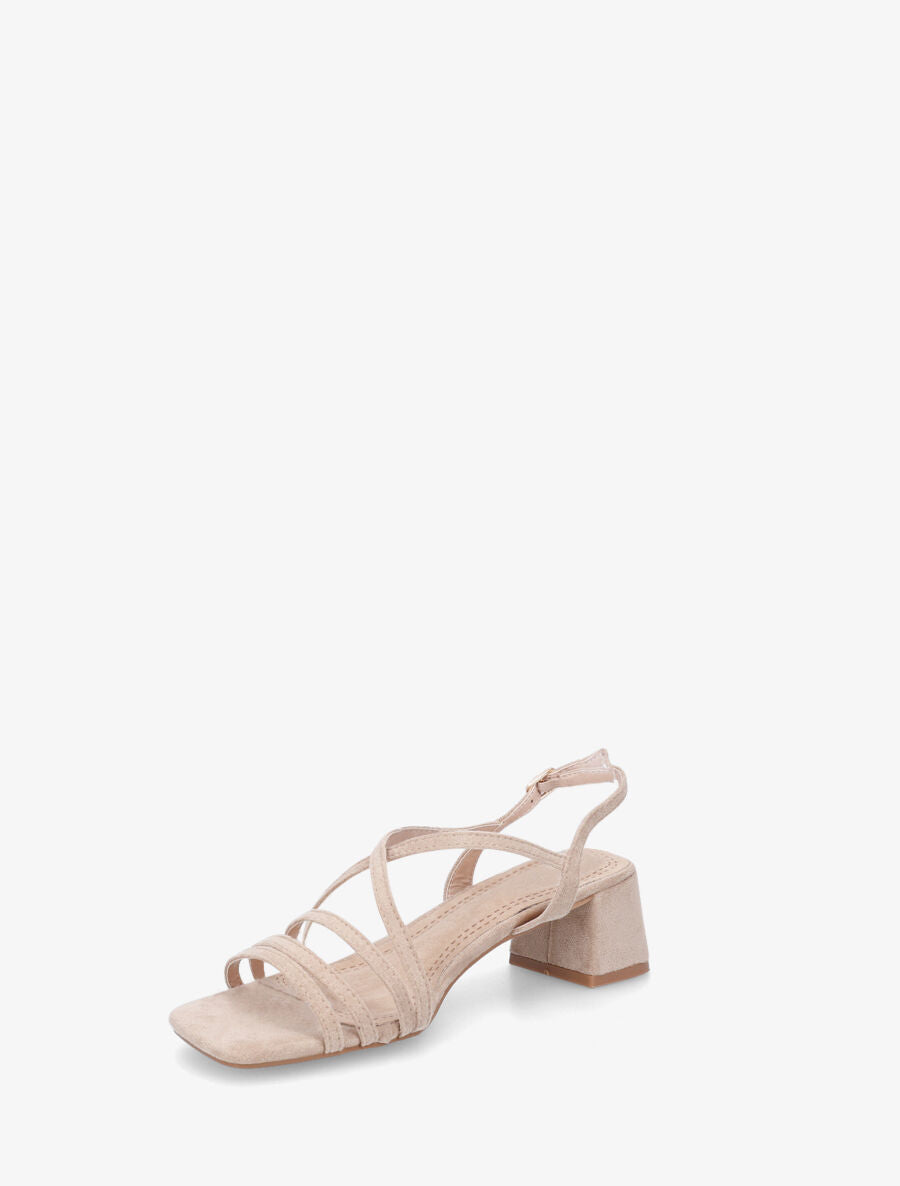 Sandales en suédine et lanières - Beige - 3