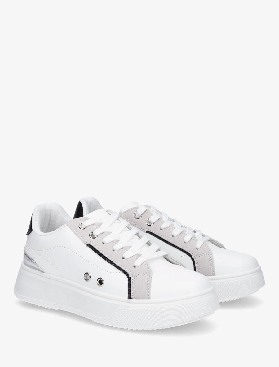 Sneakers à plateforme à contrefort constratant - Noir - 4