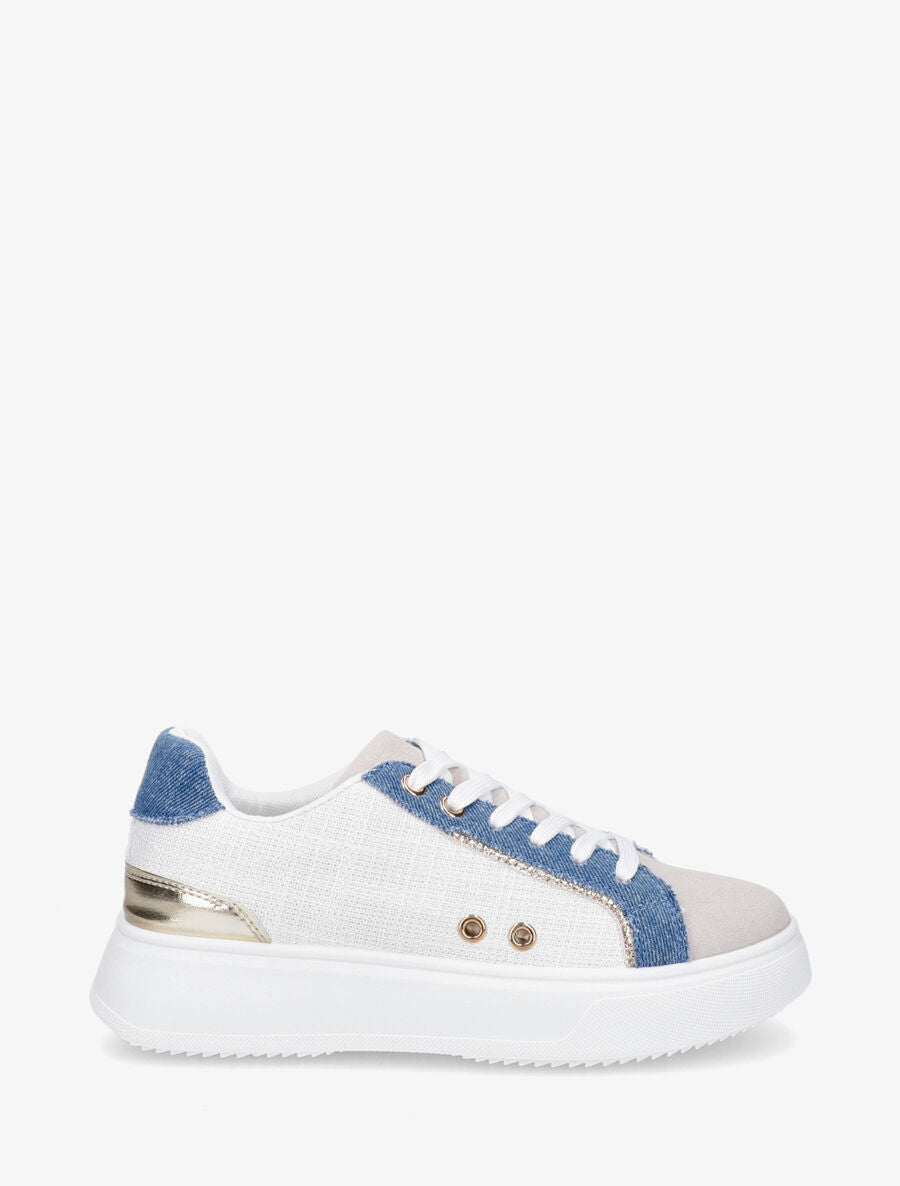Sneakers à plateforme à contrefort constratant - Bleu - 1