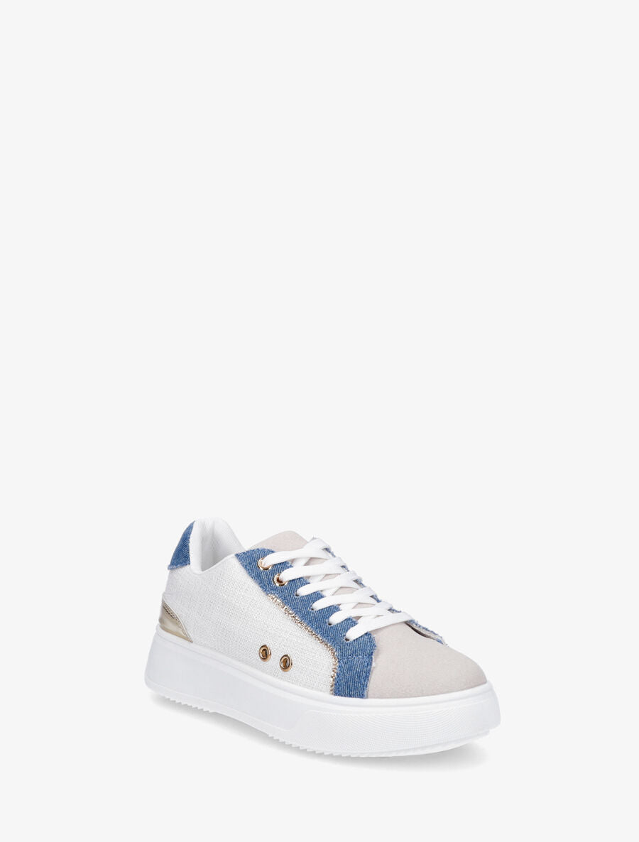 Sneakers à plateforme à contrefort constratant - Bleu - 2
