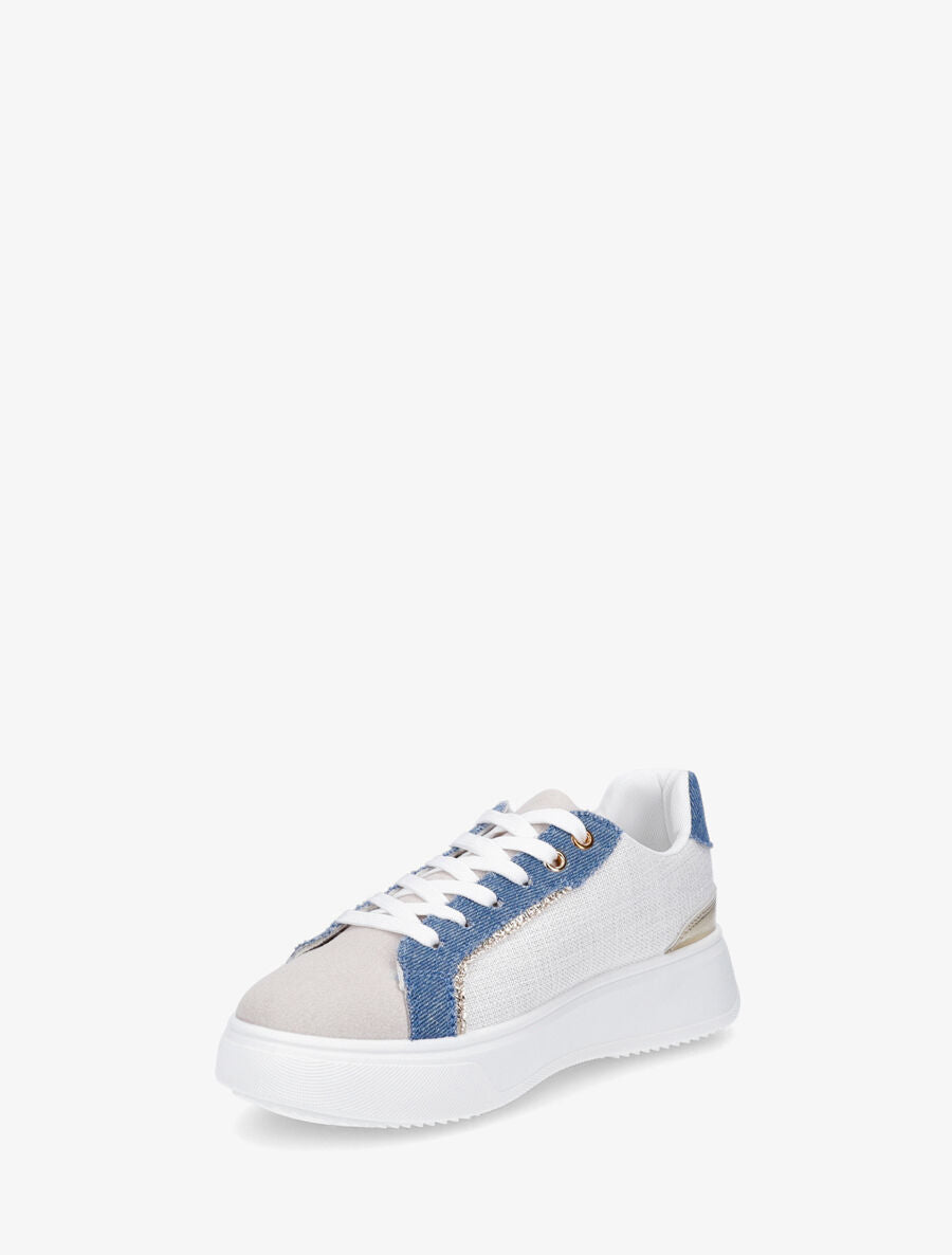 Sneakers à plateforme à contrefort constratant - Bleu - 3
