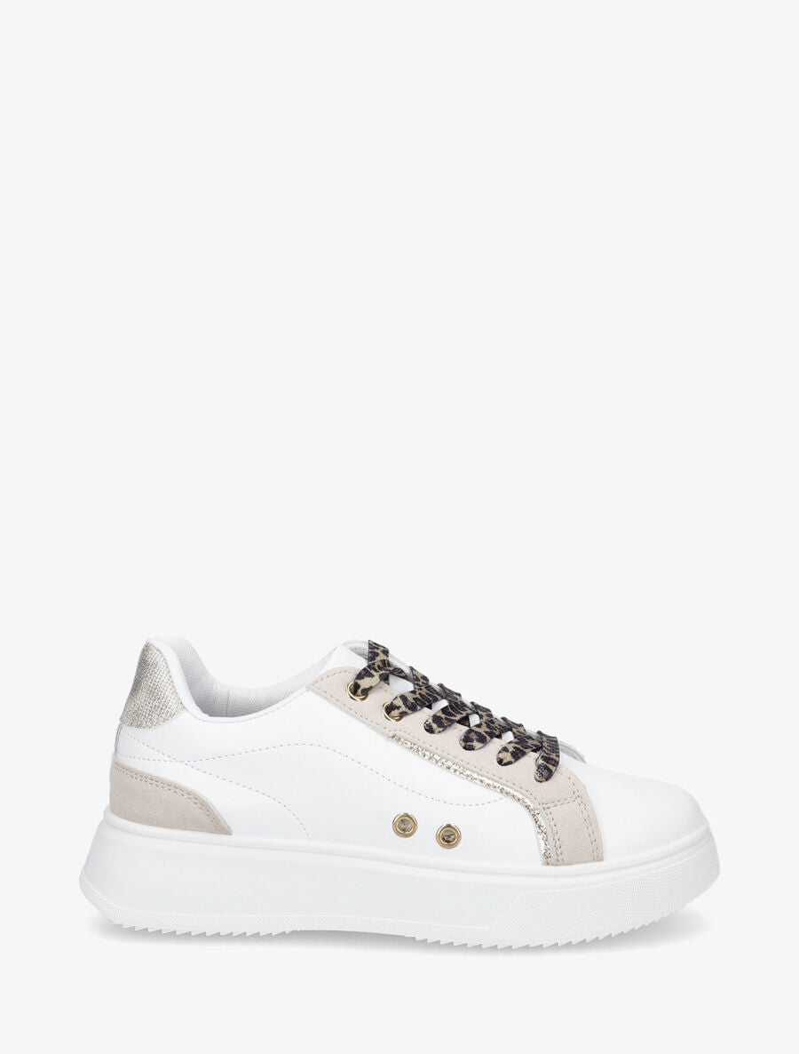 Sneakers à plateforme à contrefort constratant - Blanc - 5
