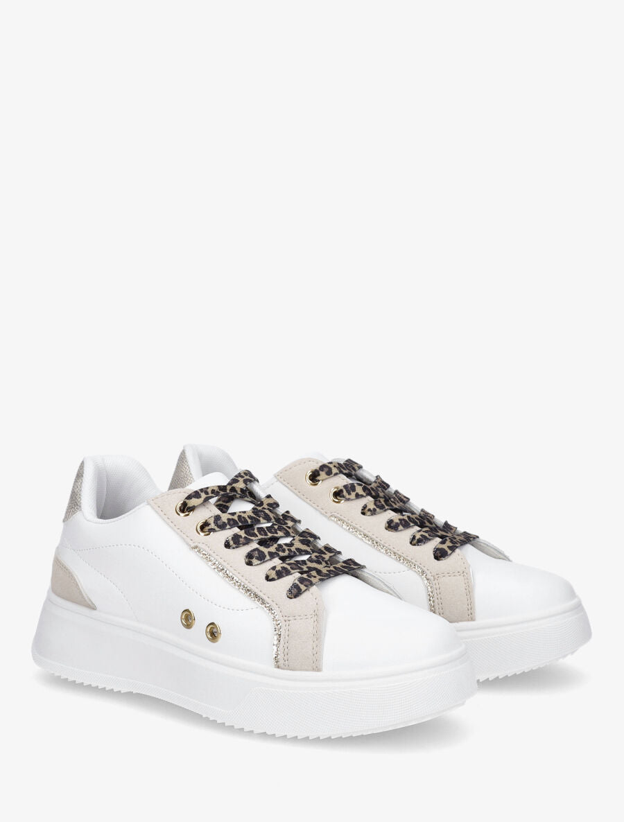 Sneakers à plateforme à contrefort constratant - Blanc - 4