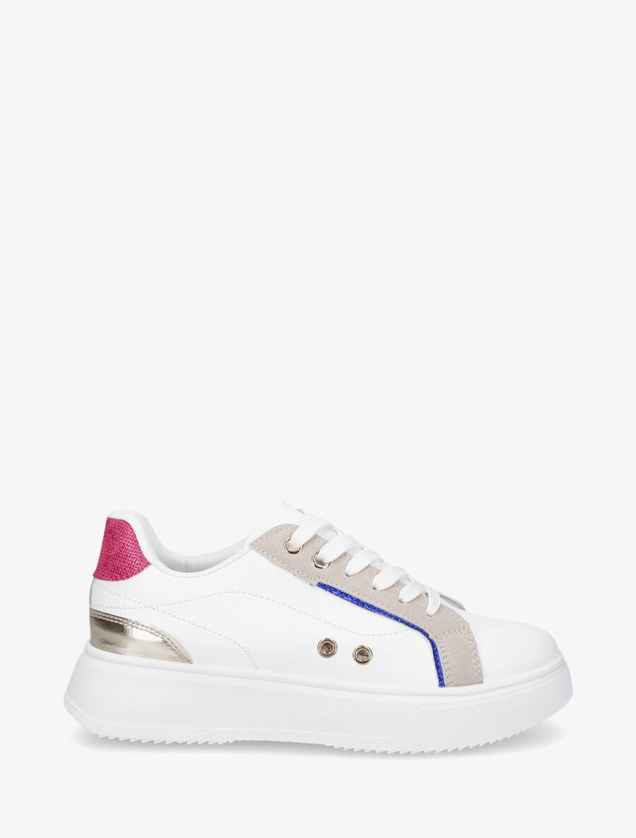 Sneakers à plateforme à contrefort constratant - Fushia - 5