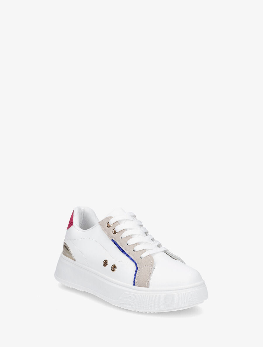 Sneakers à plateforme à contrefort constratant - Fushia - 2