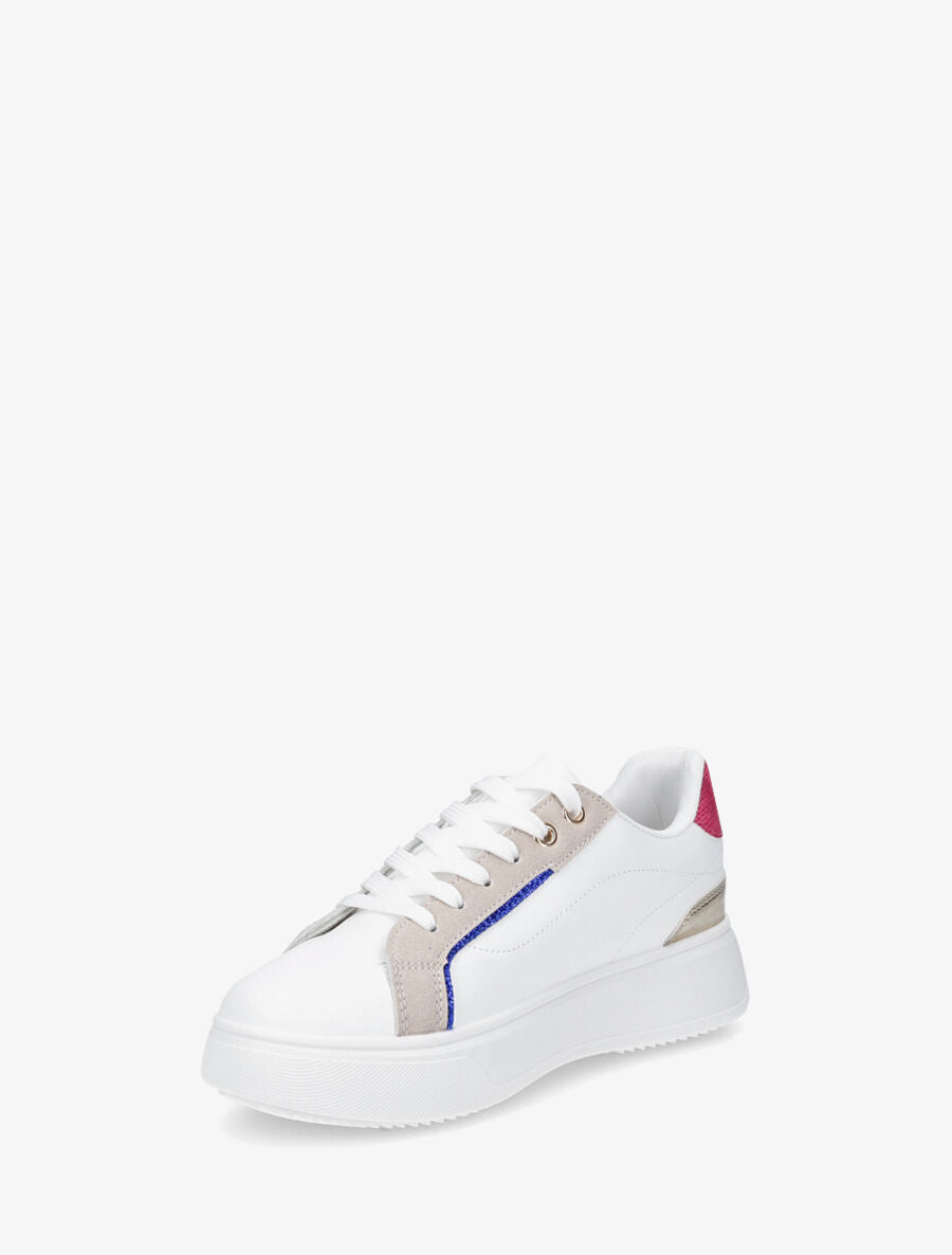 Sneakers à plateforme à contrefort constratant - Fushia - 3