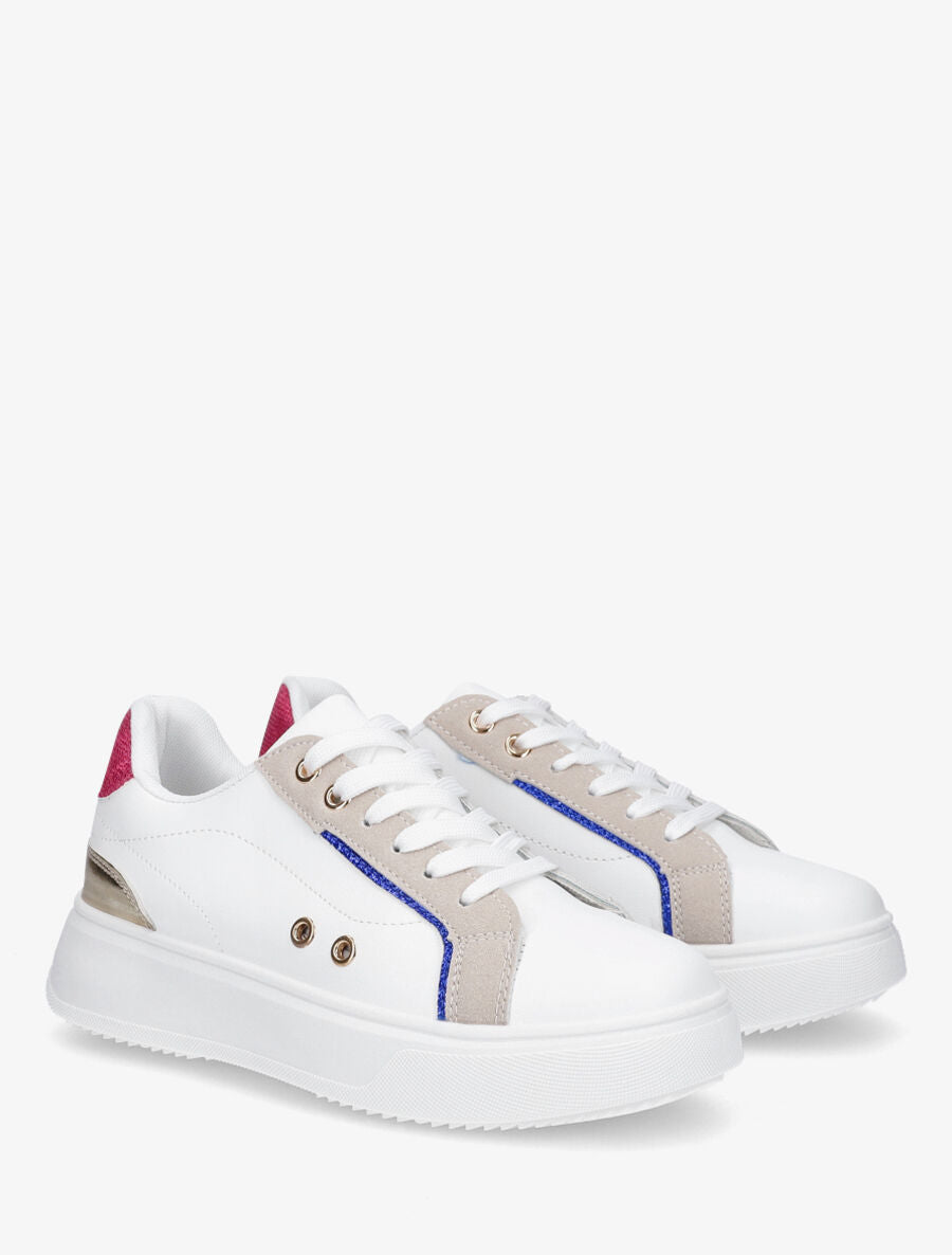 Sneakers à plateforme à contrefort constratant - Fushia - 4