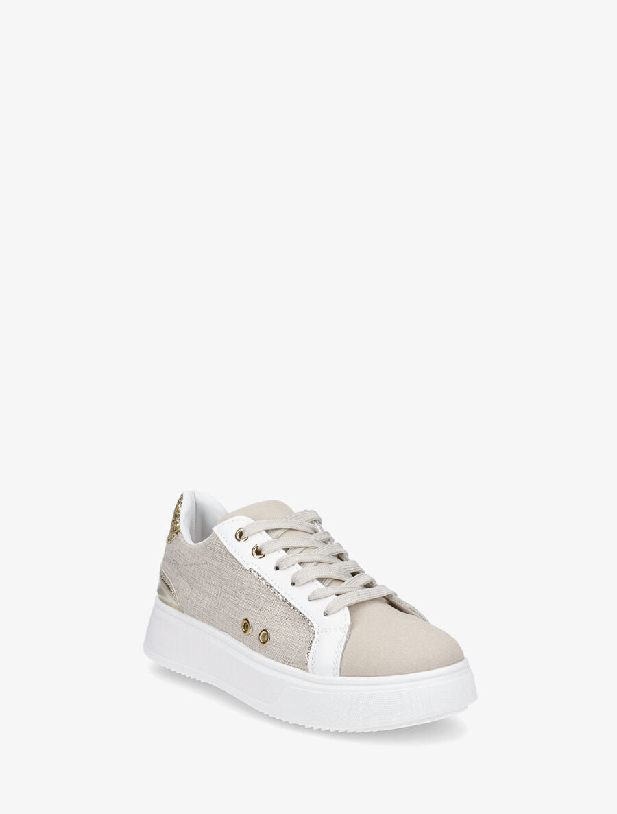 Sneakers à plateforme à contrefort constratant - Beige - 2