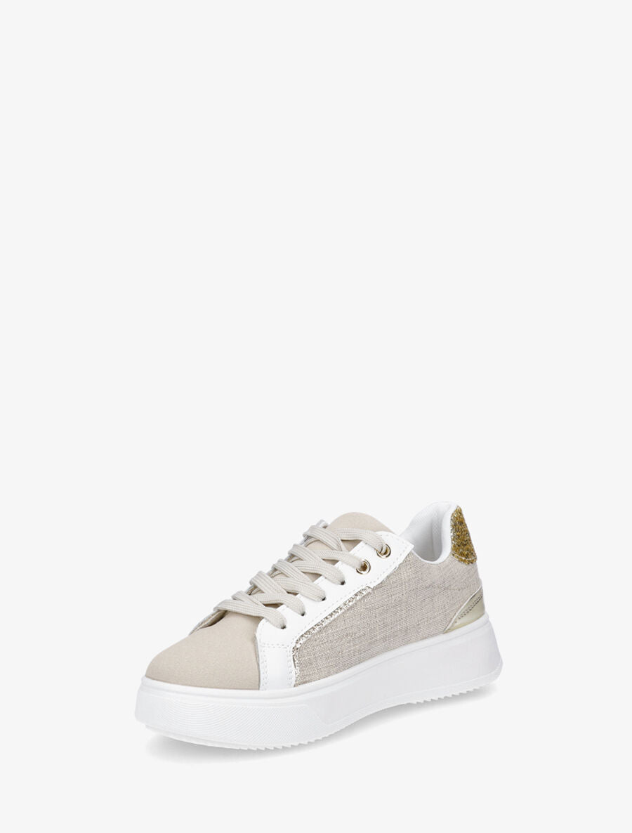 Sneakers à plateforme à contrefort constratant - Beige - 3