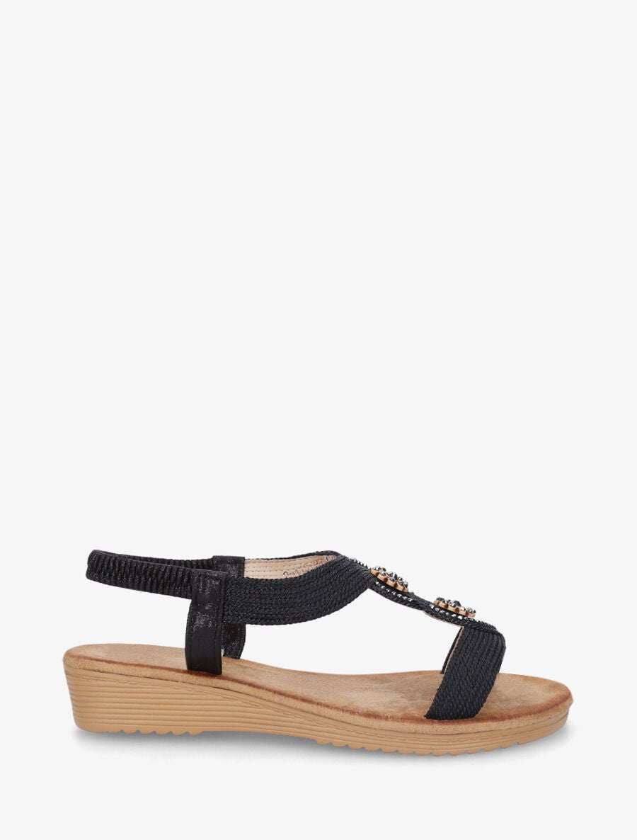 Nu-pieds style corde à strass - Noir - 1
