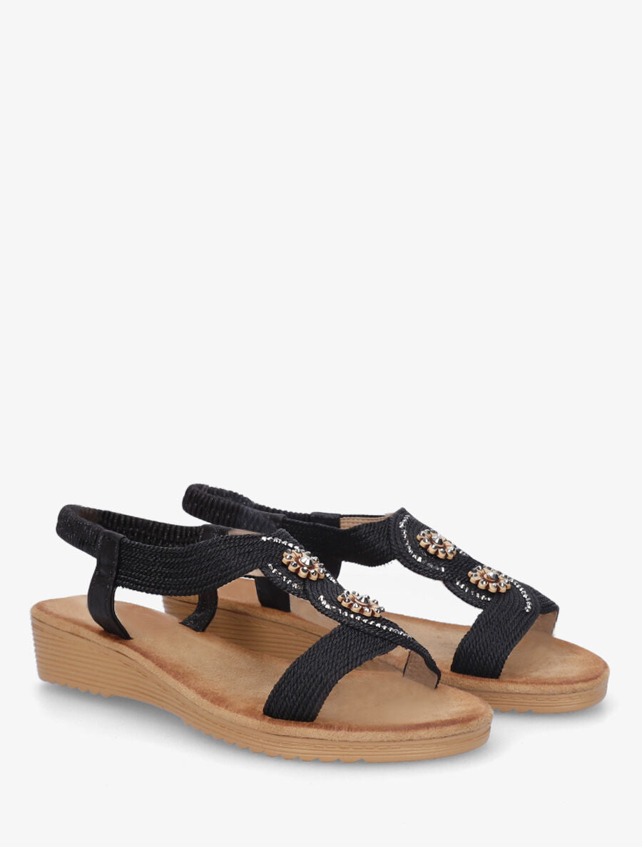 Nu-pieds style corde à strass - Noir - 4