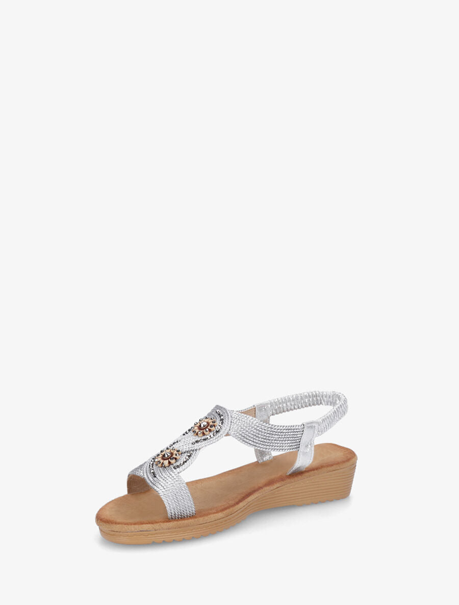 Nu-pieds style corde à strass - Argent - 3