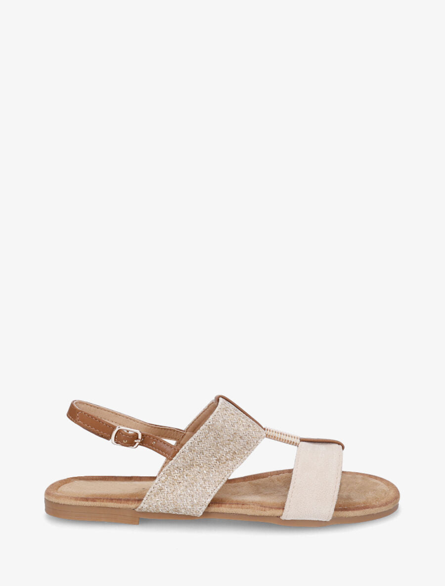 Nu-pieds raphia et suédine - Beige - 5