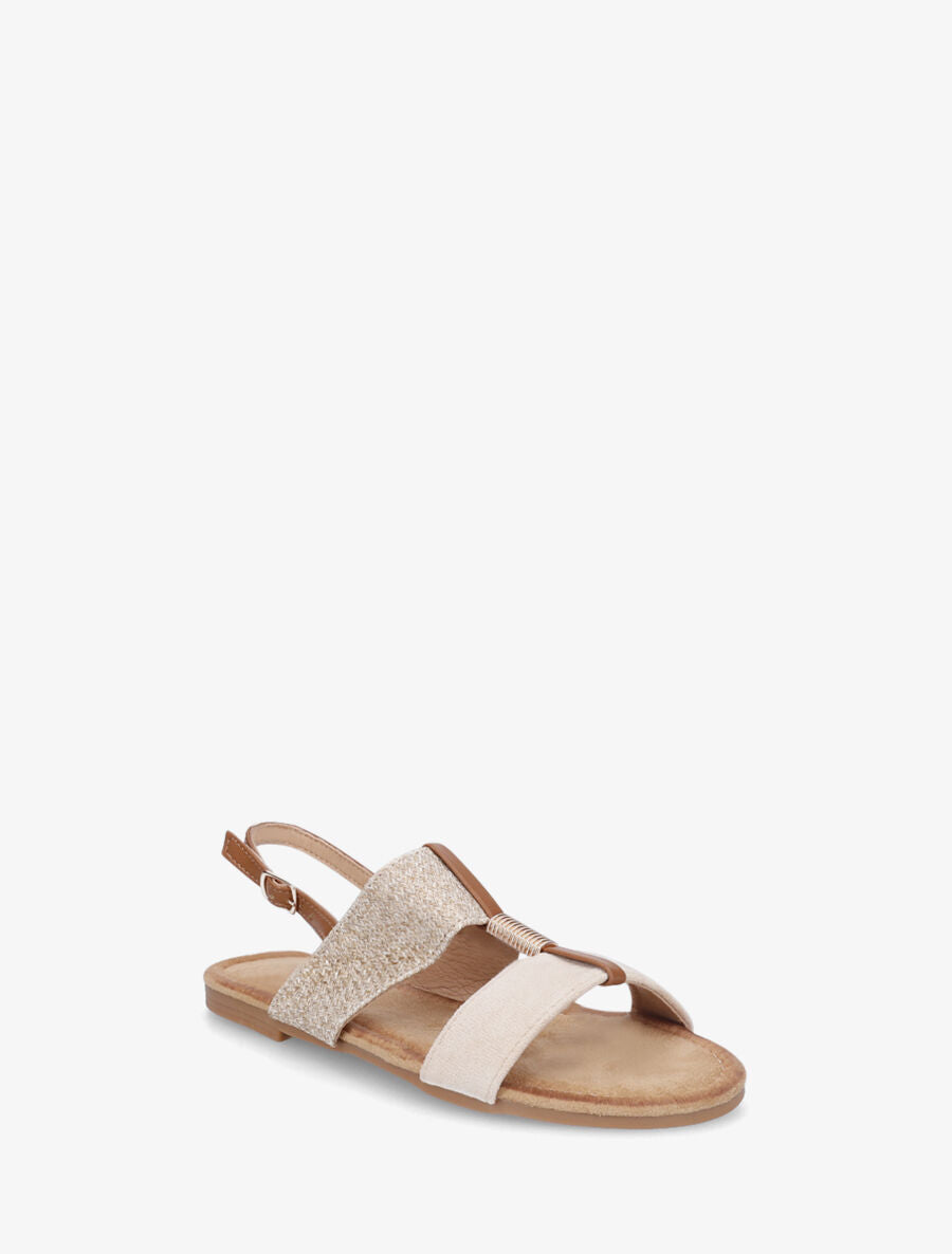 Nu-pieds raphia et suédine - Beige - 2