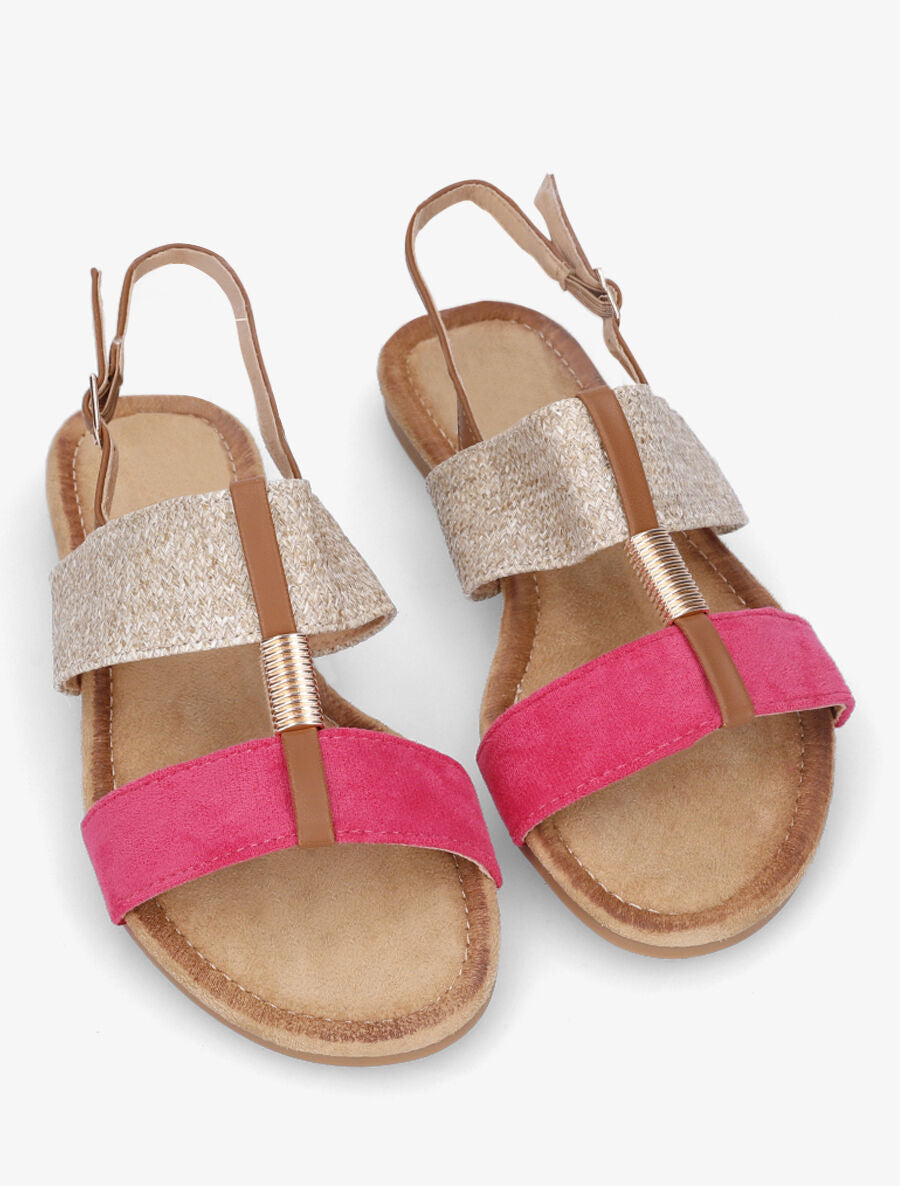 Nu-pieds raphia et suédine - Fuchsia - 4